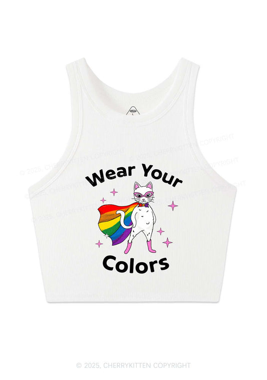 Pride Flag Cat Y2K Crop Tank Top Cherrykitten