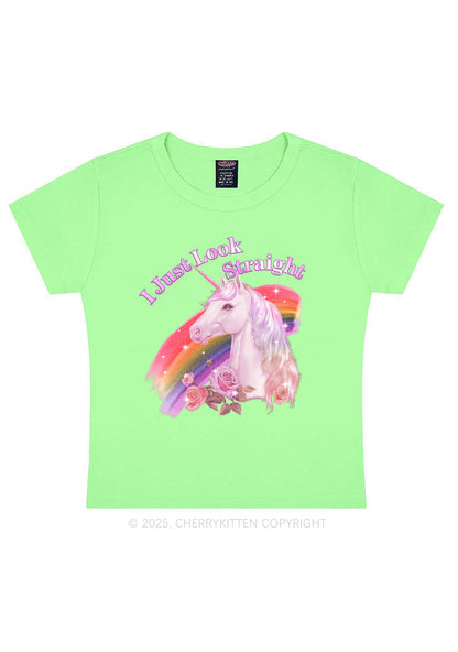 Look Straight Unicorn Pride Y2K Baby Tee Cherrykitten