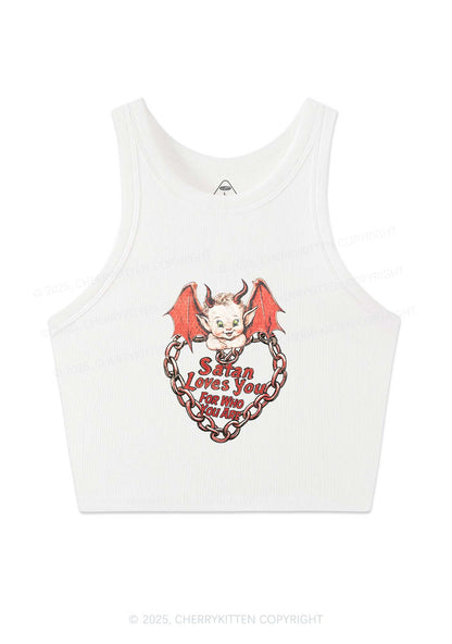 Satan Loves You Y2K Crop Tank Top Cherrykitten