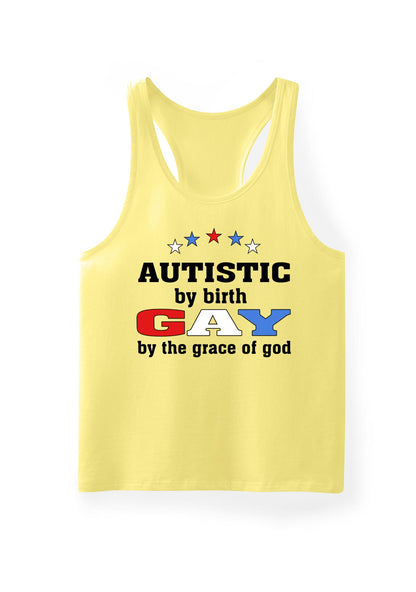Autistic By Birth Gay Pride Y2K Men Racerback Tank Top Cherrykitten