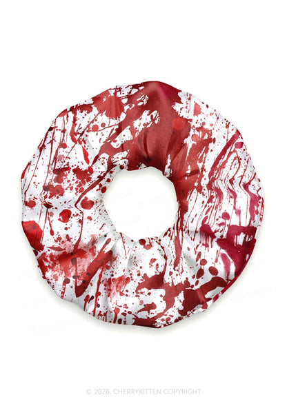 Halloween Red Blood On White Y2K Hair Scrunchie Cherrykitten