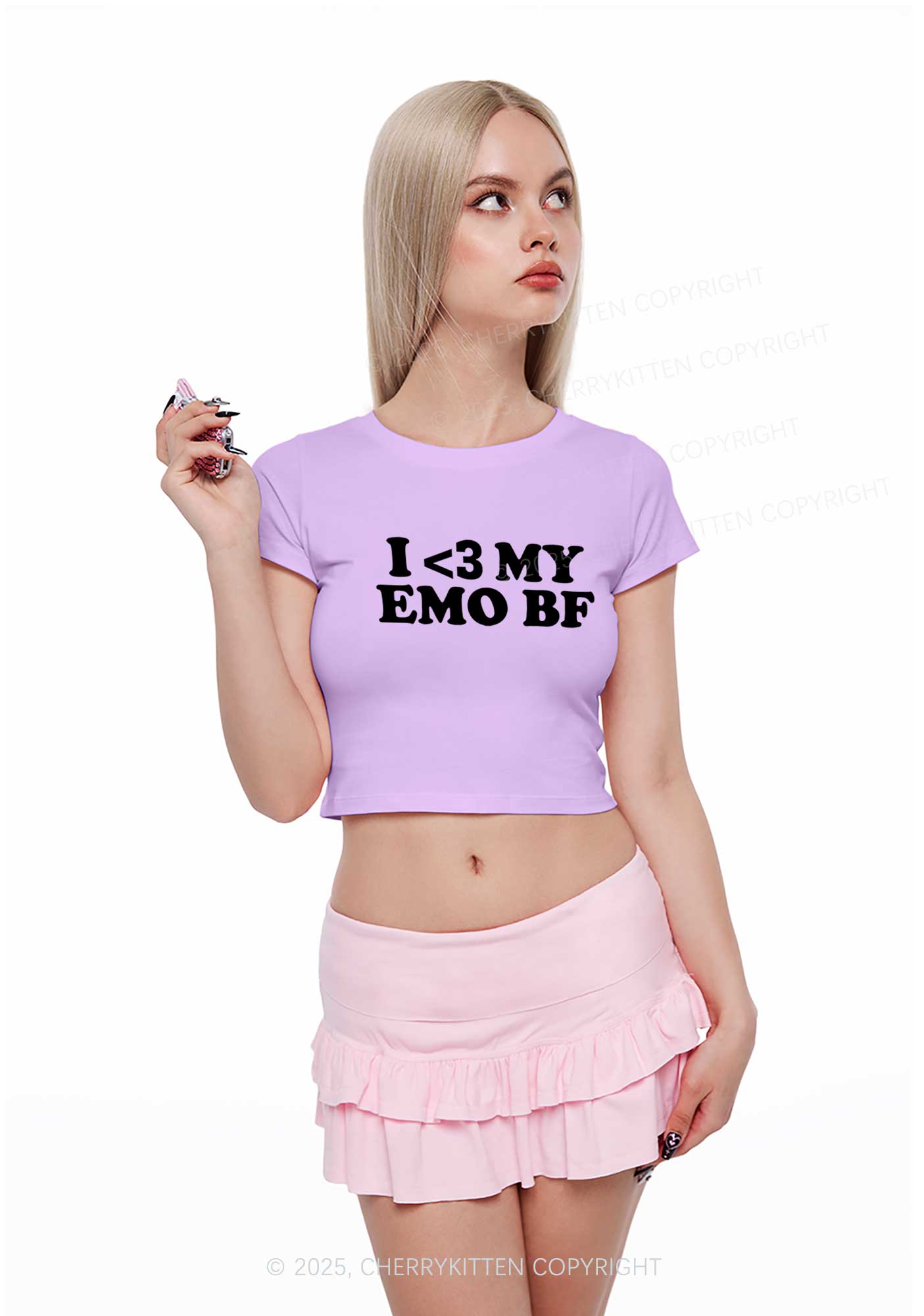 I Love My Emo BF GF Y2K Valentine's Day Baby Tee Cherrykitten