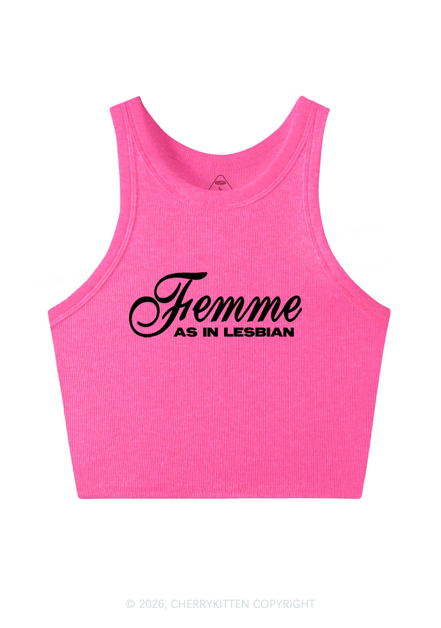 Femme As In Lesbian Pride Y2K Crop Tank Top Cherrykitten