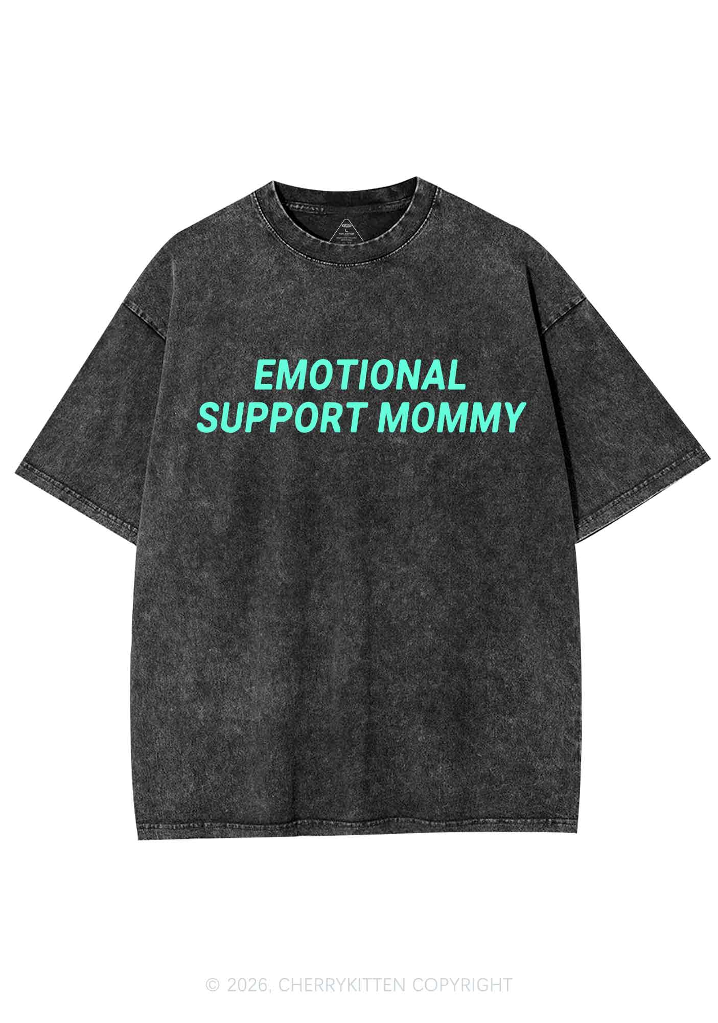 Emotional Support Mommy Y2K Shirts Washed Tee Cherrykitten