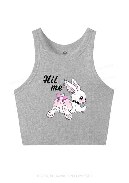 Hit Me White Bunny Y2K Crop Tank Top Cherrykitten