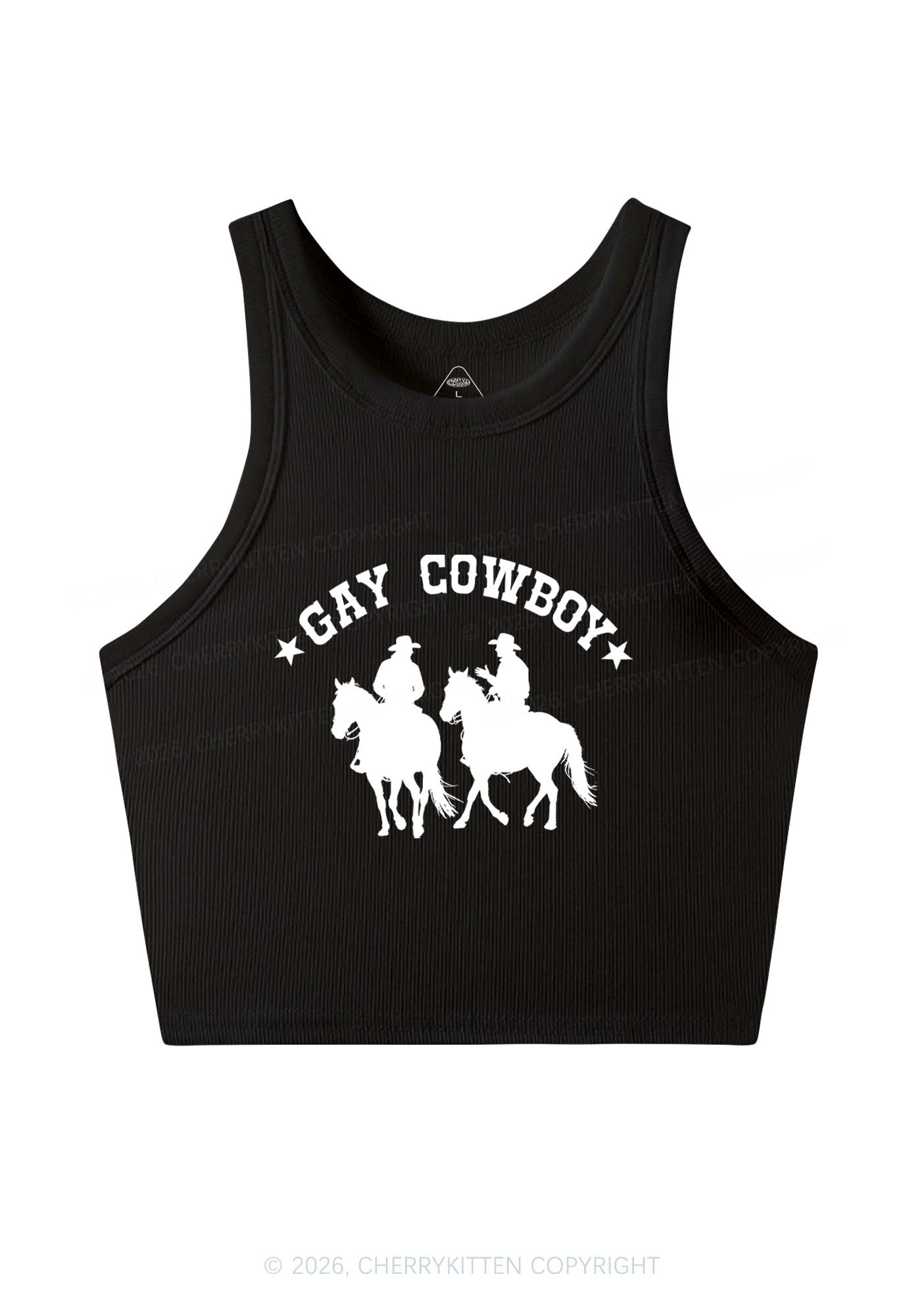 Gay Cowboy Pride Y2K Crop Tank Top Cherrykitten