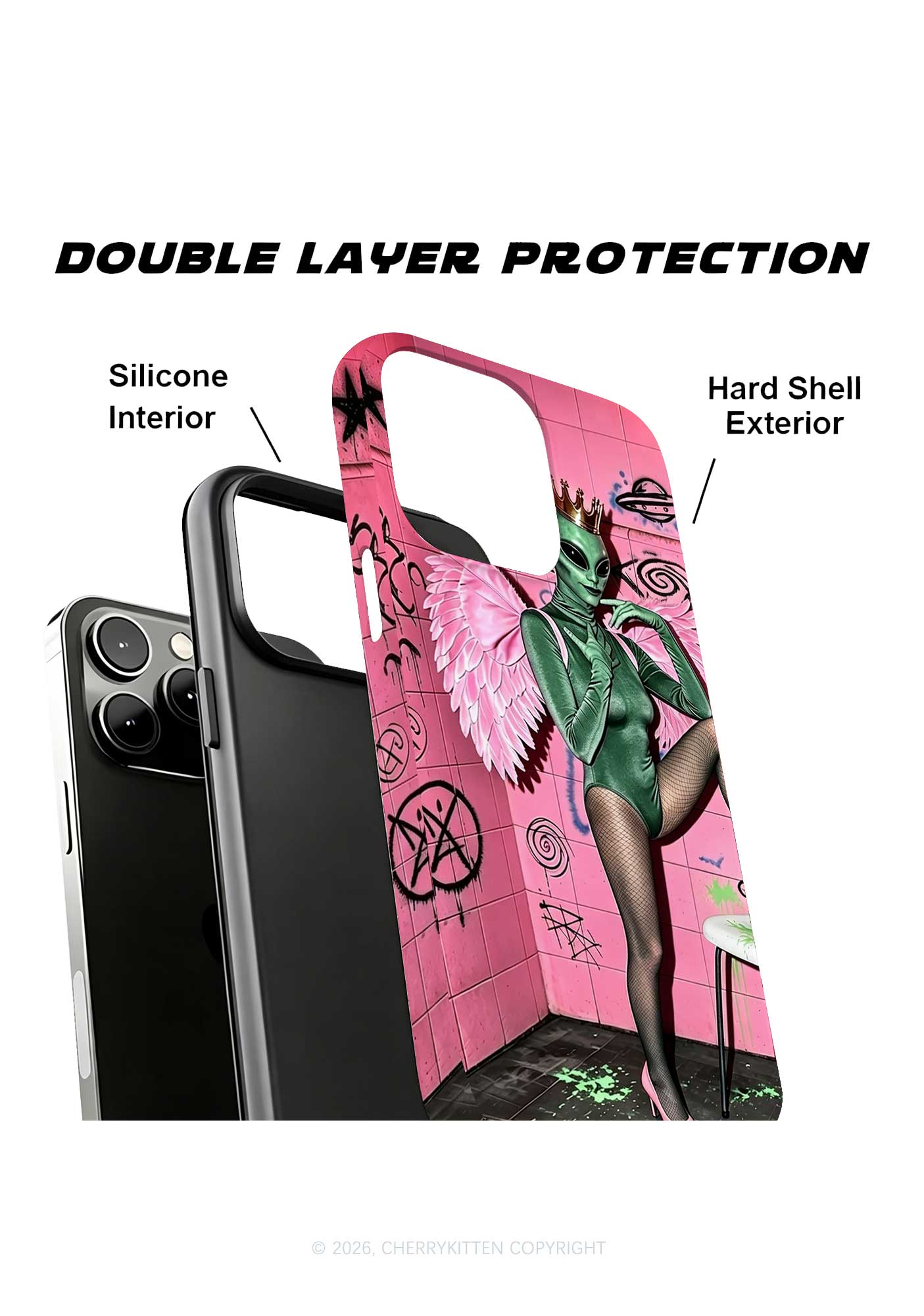 Alien Angel Graffiti Wall Y2K Phone Case Cherrykitten