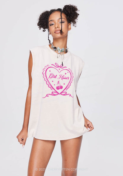 Girl Kisser Pride Y2K Washed Muscle Tank Cherrykitten