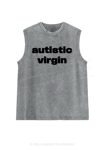 Autistic Virgin Y2K Washed Muscle Tank Cherrykitten