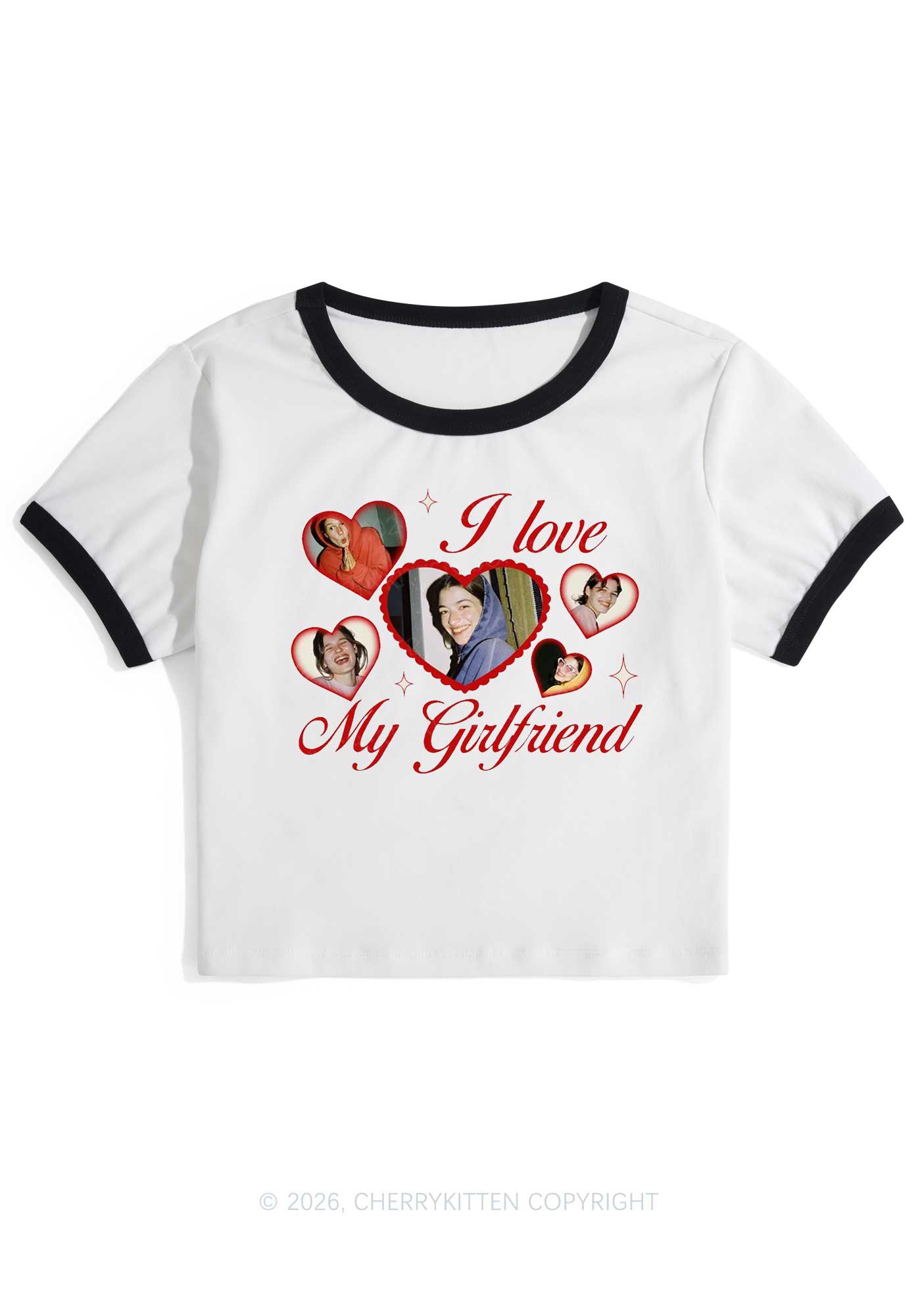 Custom Girlfriend Boyfriend Photos Y2K Ringer Tee Cherrykitten