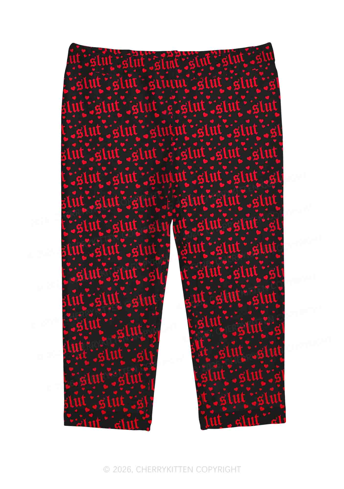 Black Slxt Y2K Print Capri Pants Cherrykitten