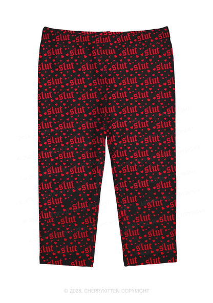 Black Slxt Y2K Print Capri Pants Cherrykitten