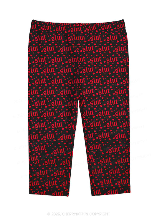 Black Slxt Y2K Print Capri Pants Cherrykitten