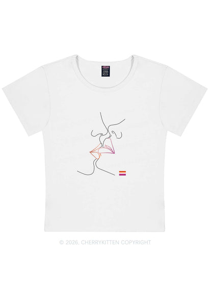 Lesbian Kiss Pride Y2K Baby Tee Cherrykitten
