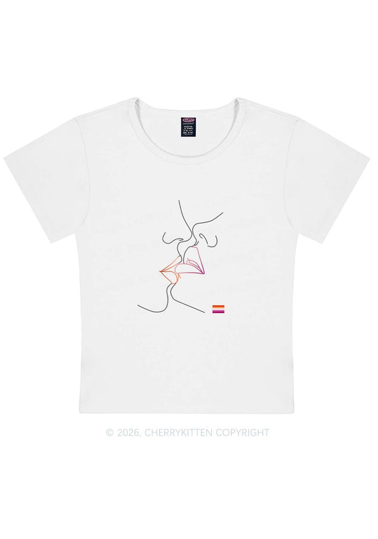 Lesbian Kiss Pride Y2K Baby Tee Cherrykitten