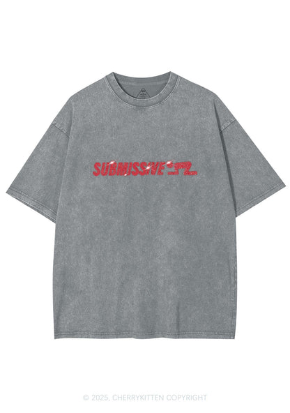 Rhinestone Submissive Man Y2K Shirts Washed Tee Cherrykitten