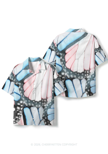 Trans Butterfly Wing Pride Y2K Print Hawaiian Shirt Cherrykitten