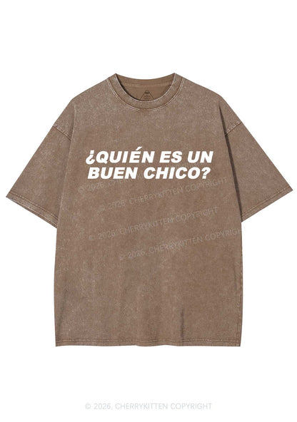 Quien Es Un Buen Chico Y2K Shirts Washed Tee Cherrykitten