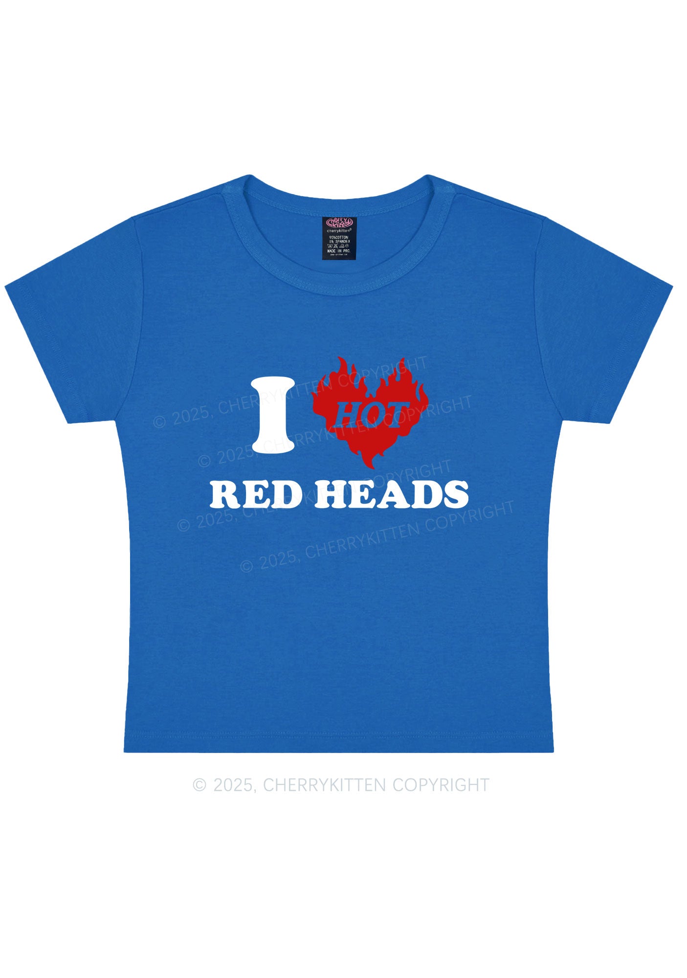 I Love Hot Red Heads Y2K Baby Tee Cherrykitten