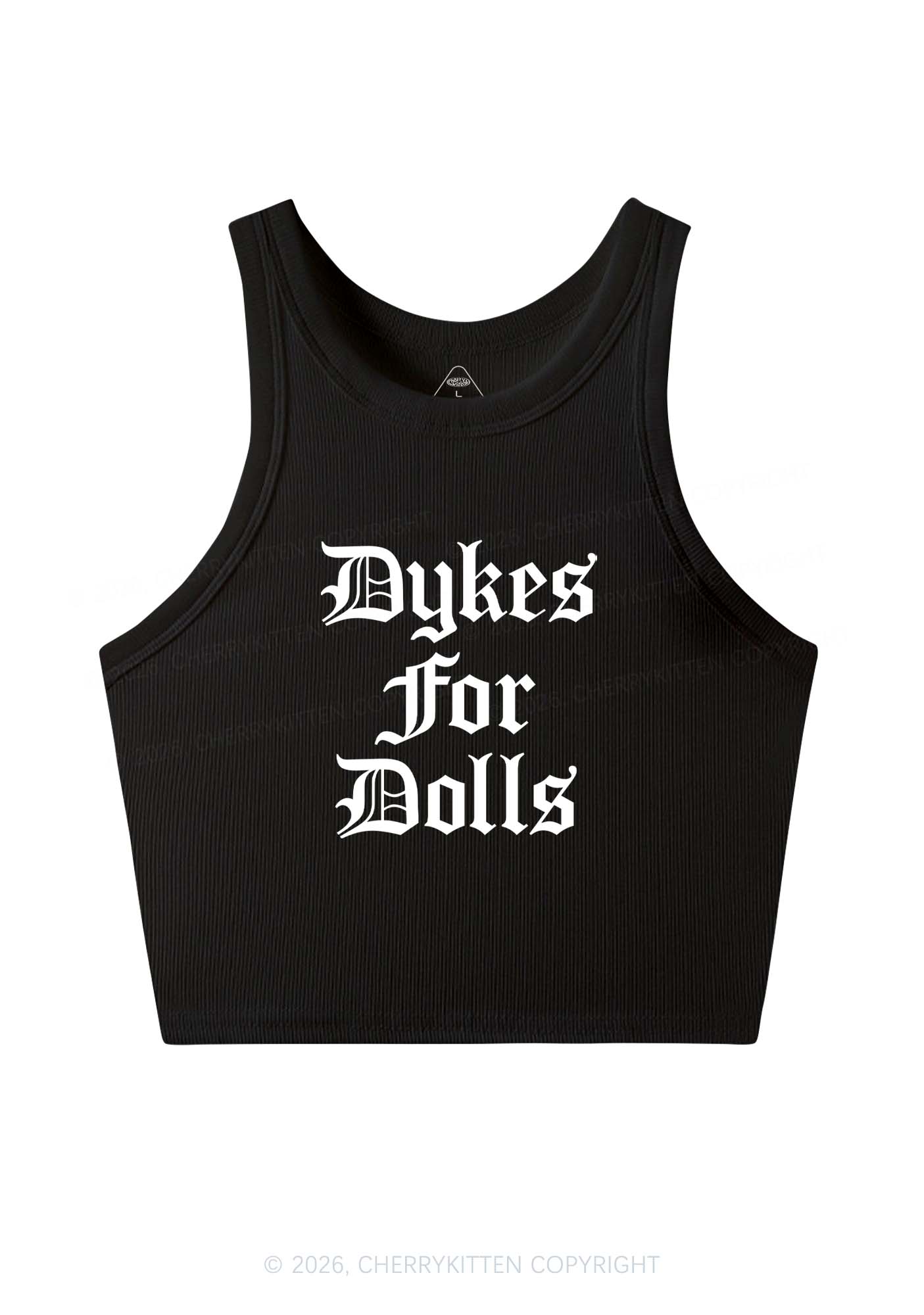 Dykes For Dolls Pride Y2K Crop Tank Top Cherrykitten