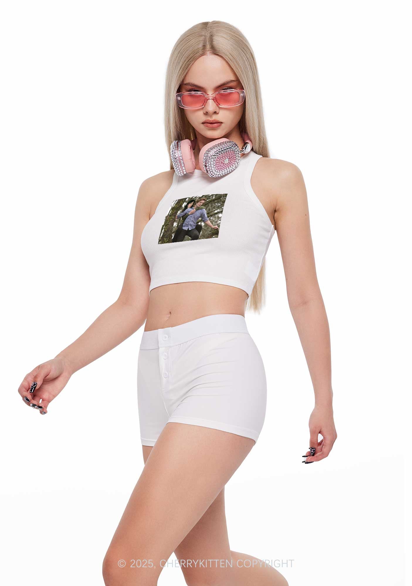 Custom Face Y2K Crop Tank Top Cherrykitten