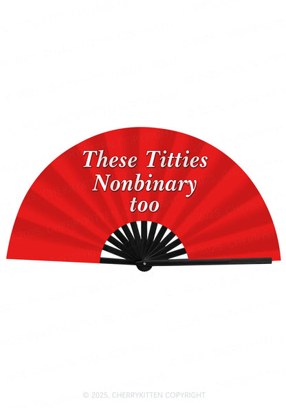 Txtties Nonbinary Too Pride Y2K Rave Hand Fan Cherrykitten