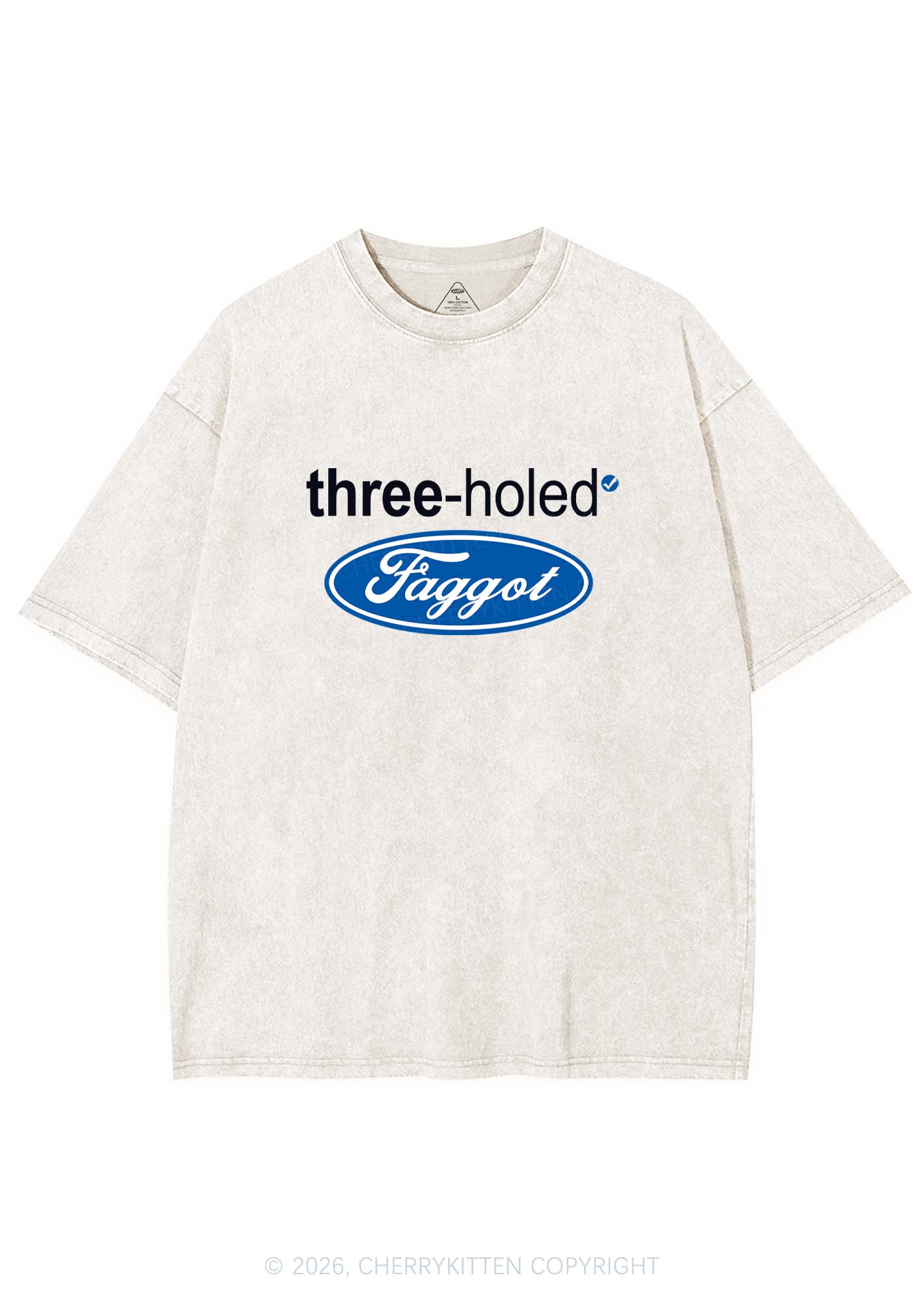 Three Holed Faggot Pride Y2K Shirts Washed Tee Cherrykitten