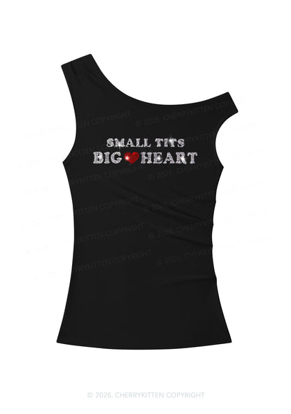 Rhinestone Big Heart Y2K Off Shoulder Tank Top Cherrykitten