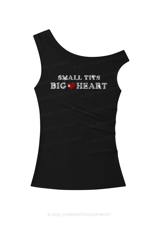 Rhinestone Big Heart Y2K Off Shoulder Tank Top Cherrykitten