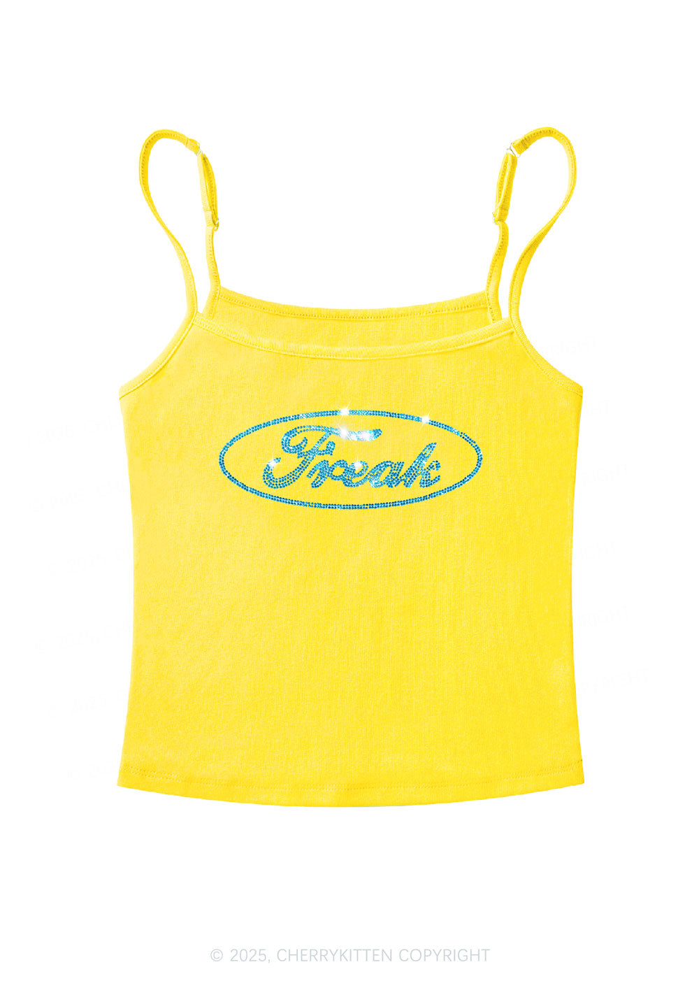 Rhinestone Oval Freak Y2K Spaghetti Strap Cami Cherrykitten