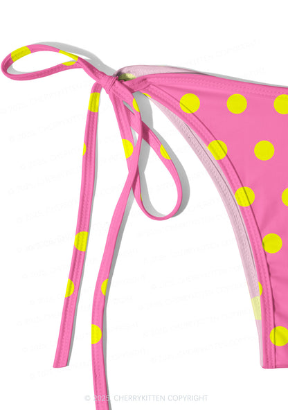 Pink And Yellow Dots Y2K Print Bikini Set Cherrykitten