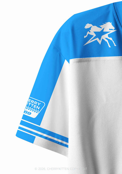 Blue Gay King Pride Y2K Crop Sport Jersey Shirts Cherrykitten
