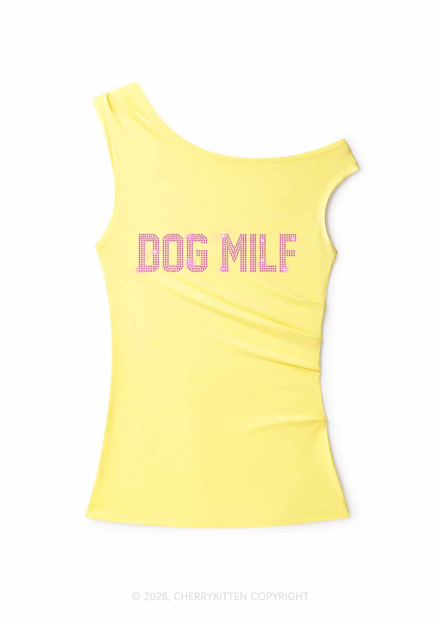 Rhinestone Dog Mxxf Y2K Off Shoulder Tank Top Cherrykitten