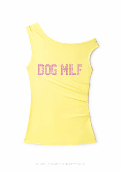 Rhinestone Dog Mxxf Y2K Off Shoulder Tank Top Cherrykitten