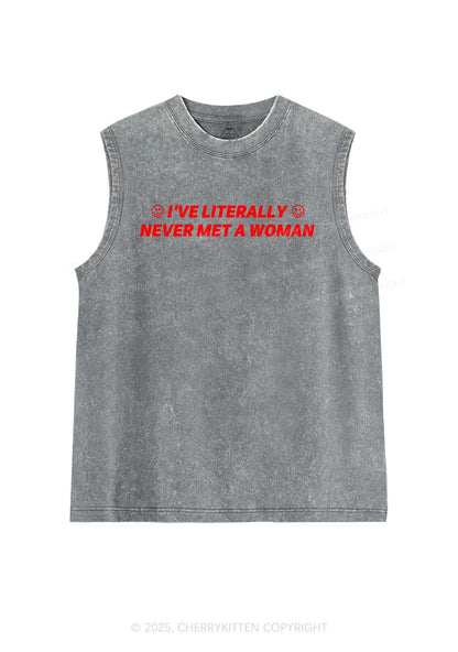 Never Met Woman Pride Y2K Washed Muscle Tank Cherrykitten