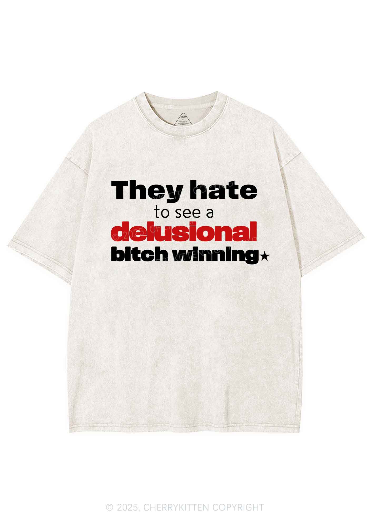 Delusional Bxtch Winning Y2K Shirts Washed Tee Cherrykitten