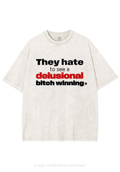 Delusional Bxtch Winning Y2K Shirts Washed Tee Cherrykitten