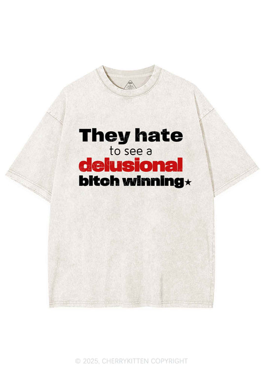 Delusional Bxtch Winning Y2K Shirts Washed Tee Cherrykitten