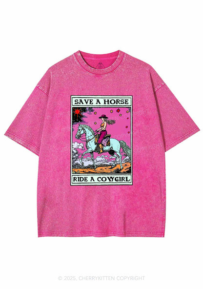 Save Horse Ride Cowgirl Pride Y2K Shirts Washed Tee Cherrykitten
