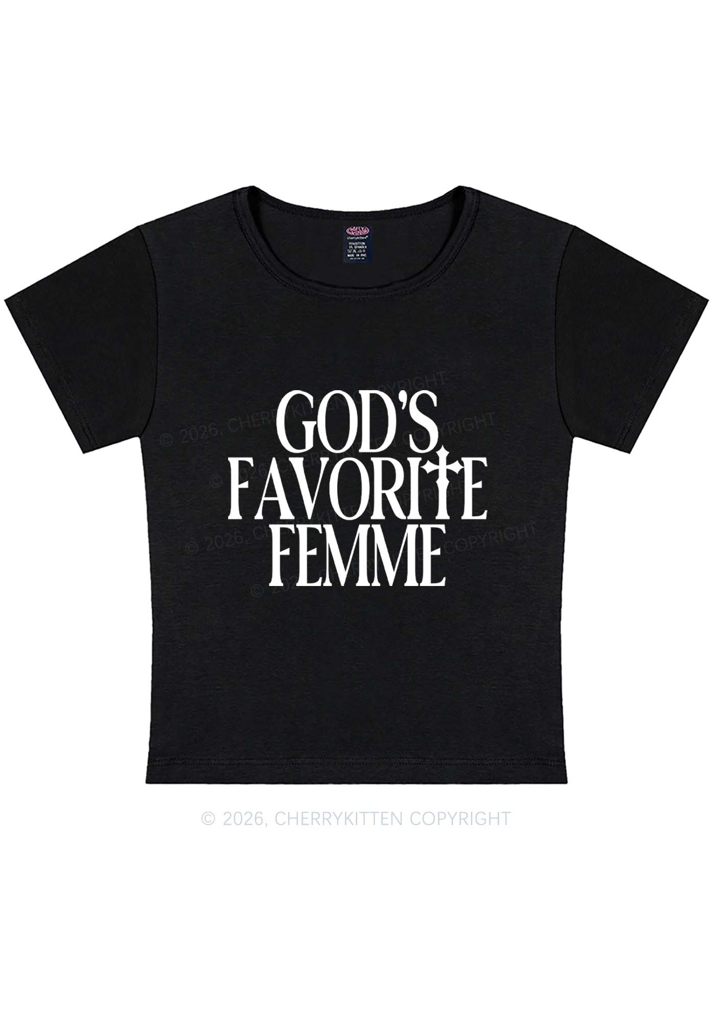 Gods Favorite Femme Pride Y2K Baby Tee Cherrykitten