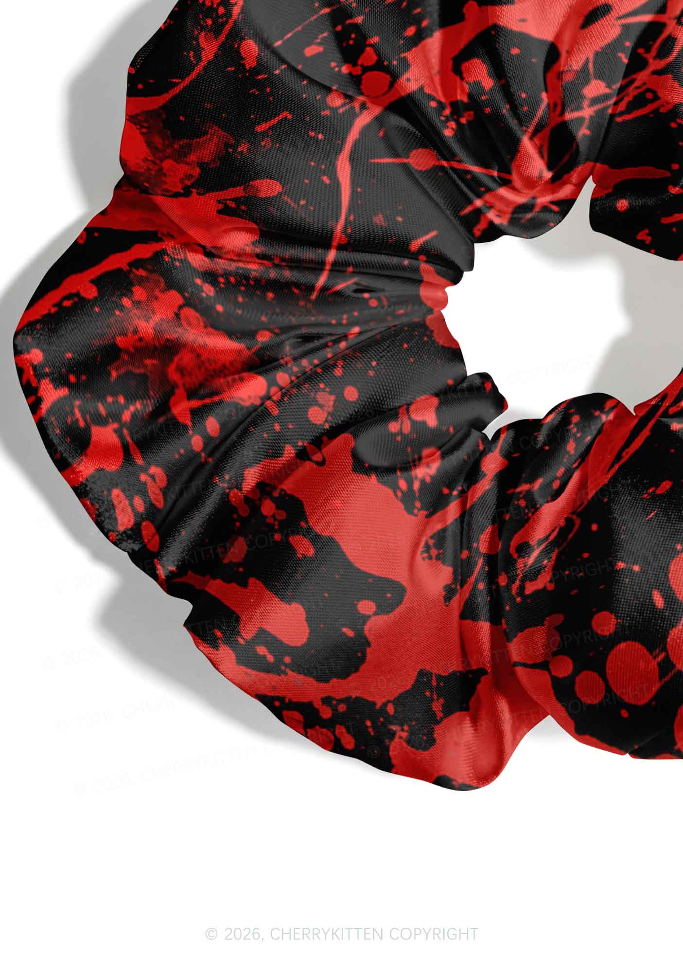 Halloween Red Blood On Black Y2K Hair Scrunchie Cherrykitten