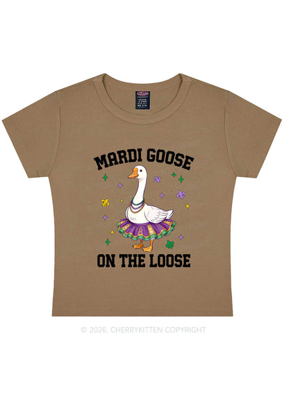 Mardi Gras Goose Y2K Baby Tee Cherrykitten