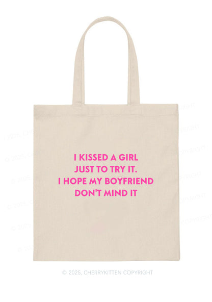 I Just Kissed A Girl Pride Y2K Canvas Tote Bag Cherrykitten