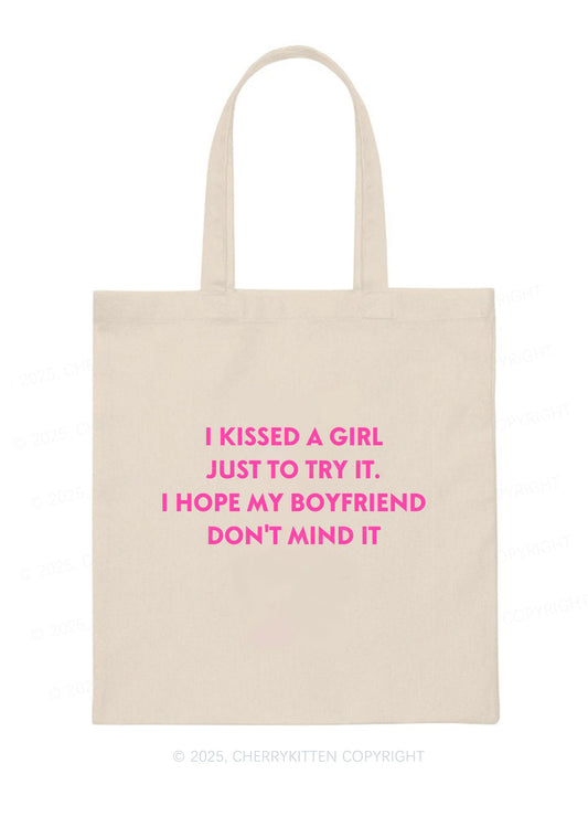 I Just Kissed A Girl Pride Y2K Canvas Tote Bag Cherrykitten