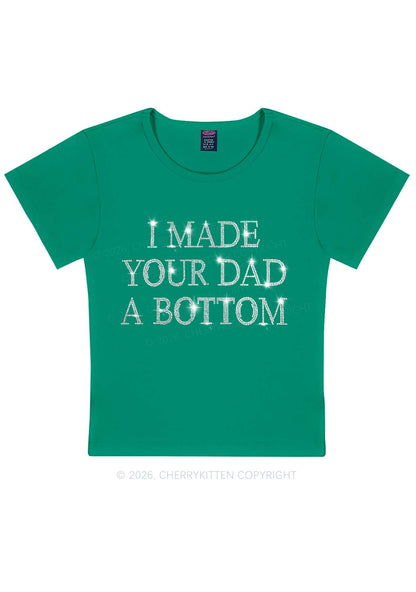 Rhinestone Made Your Dad A Bottom Pride Y2K Baby Tee Cherrykitten