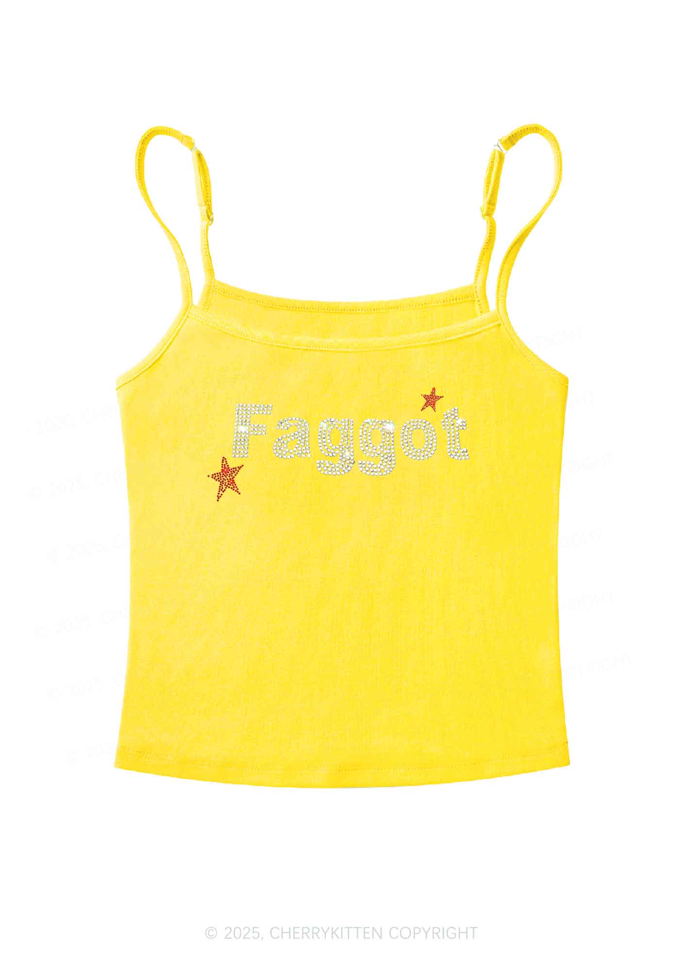 Rhinestone Faggot Pride Y2K Spaghetti Strap Cami Cherrykitten