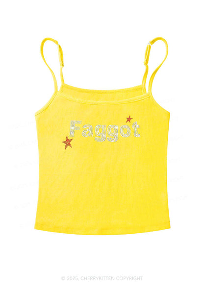 Rhinestone Faggot Pride Y2K Spaghetti Strap Cami Cherrykitten