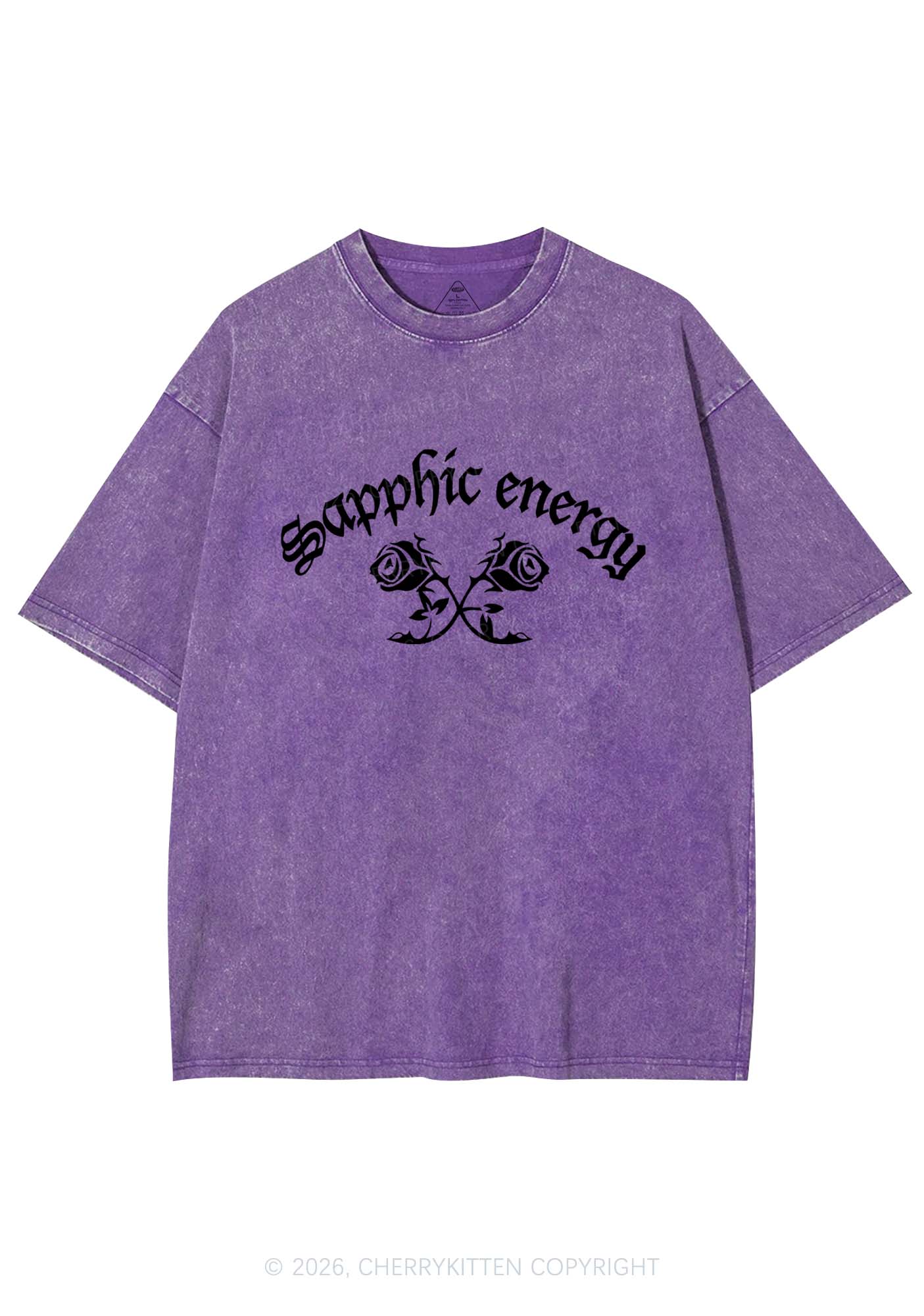 Sapphic Energy Pride Y2K Shirts Washed Tee Cherrykitten