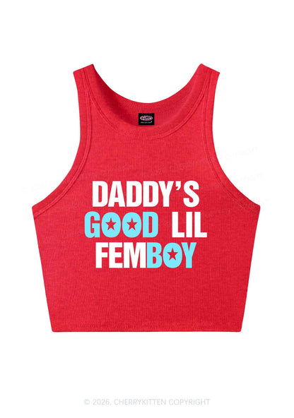 Daddys Good Lil Femboy Pride Y2K Crop Tank Top Cherrykitten
