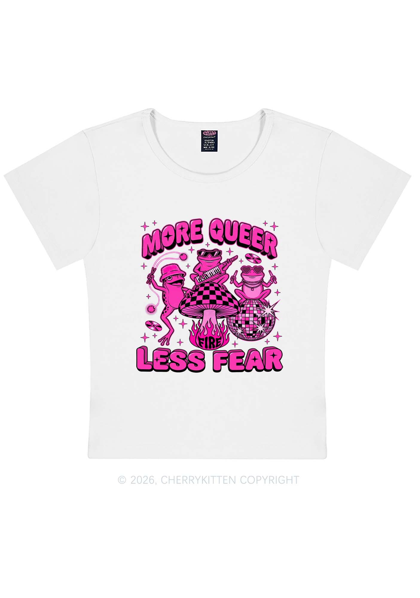 More Queer Less Fear Pride Y2K Baby Tee Cherrykitten